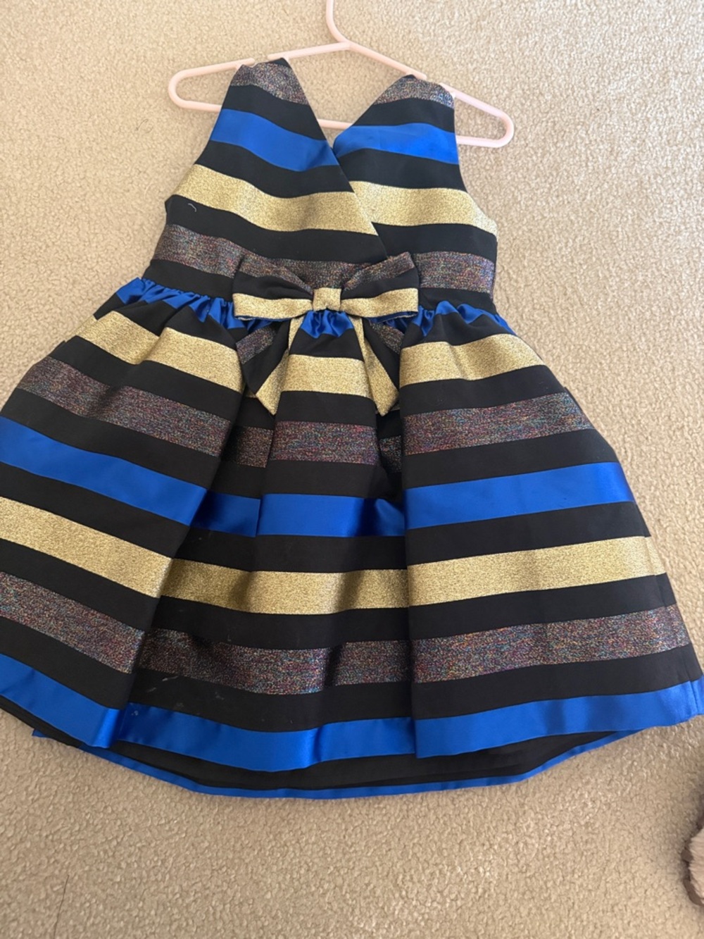 Gymboree Girls' Striped Fit-and-Flare Dress - Black, Blue & Gold